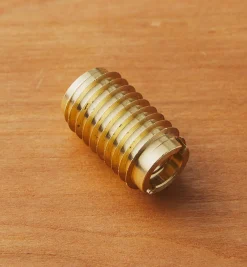 Long 5/16-18 Brass Knife-Edge Insert Nut